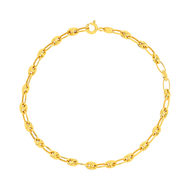 Bracelet or 375 jaune, maille grain de café, 18.5 cm