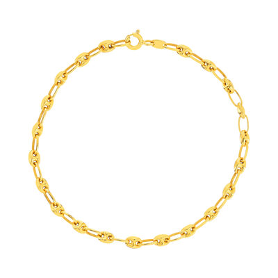 Bracelet or 375 jaune, maille grain de café, 18.5 cm - vue 1