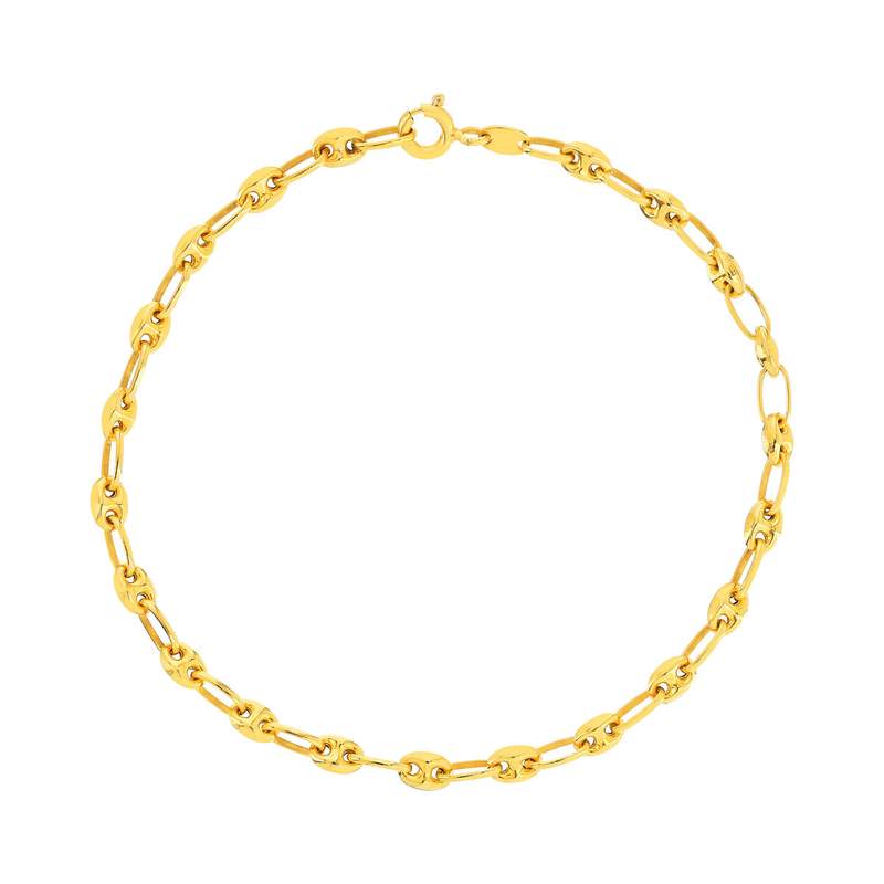 Bracelet or 375 jaune, maille grain de café, 18.5 cm - vue 1
