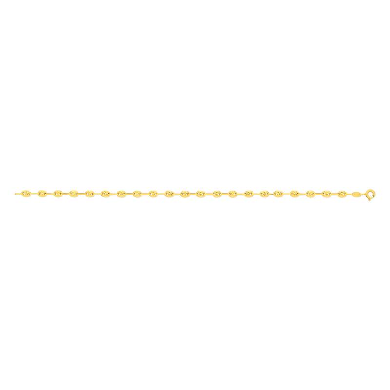 Bracelet or 375 jaune, maille grain de café, 18.5 cm - vue 2