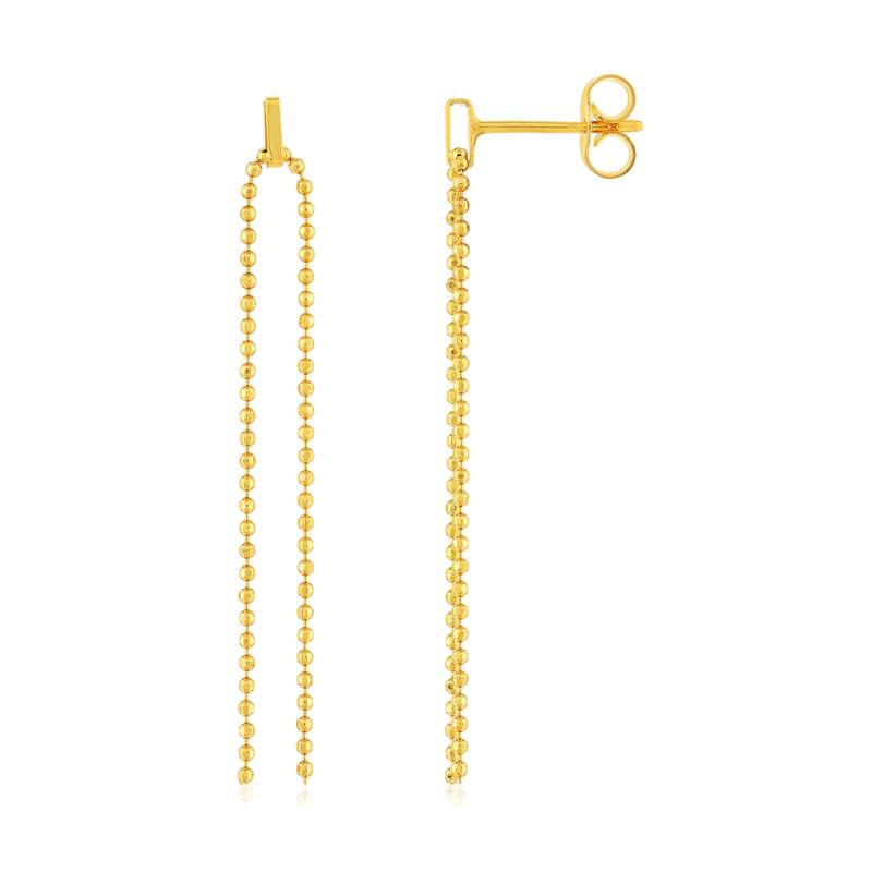 375 yellow gold ball-chain drop earrings - view 1