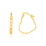 Boucles d'oreilles or jaune 375 maille gourmette en forme de coeur - vue 1