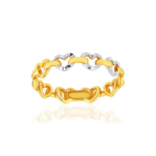 Bague or jaune 375 motif coeur