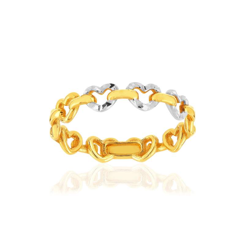 Bague or jaune 375 motif coeur - vue 1