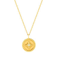 Collier or jaune 375 médaillon motif étoile zirconia 45 cm