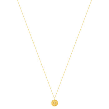 Collier or jaune 375 médaillon motif étoile zirconia 45 cm