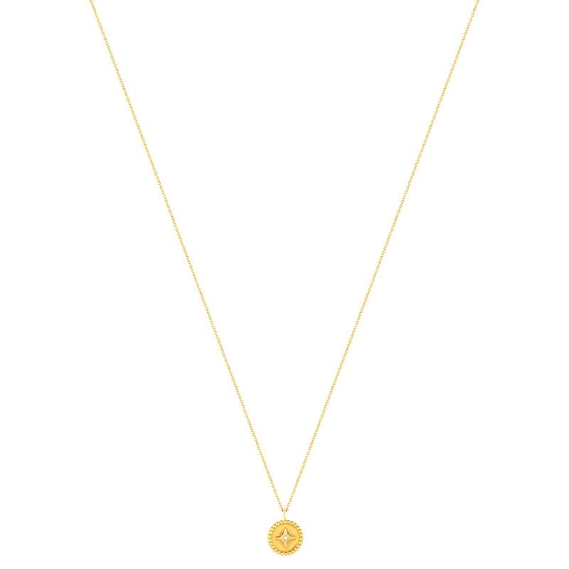 Collier or jaune 375 médaillon motif étoile zirconia 45 cm - vue 2