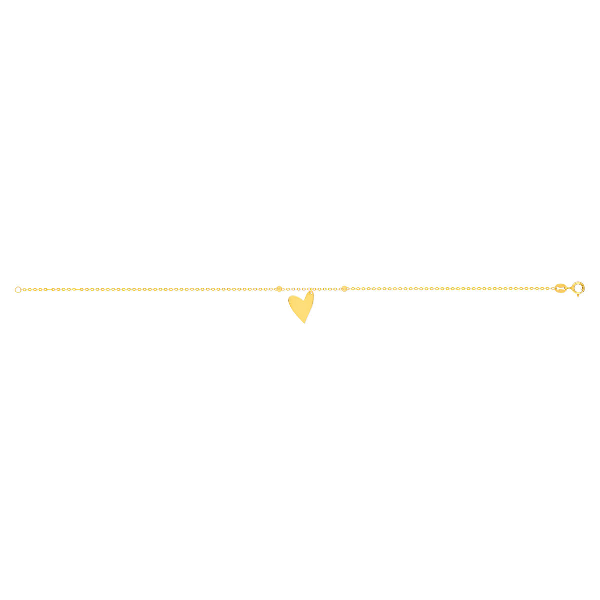 Bracelet or jaune 375 pampille coeur 19 cm - vue 2