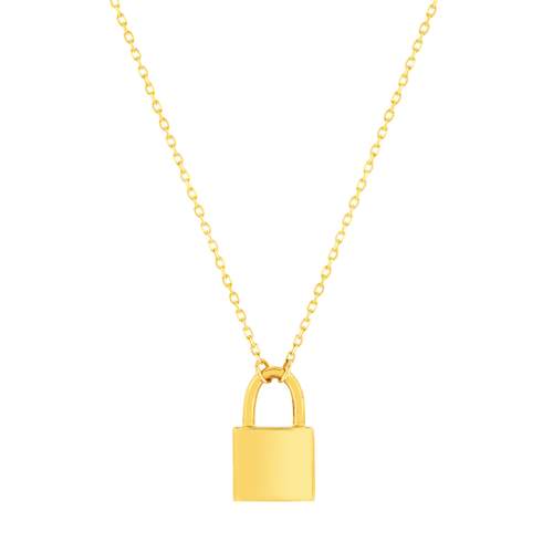 Collier or jaune 375 motif cadenas 45 cm