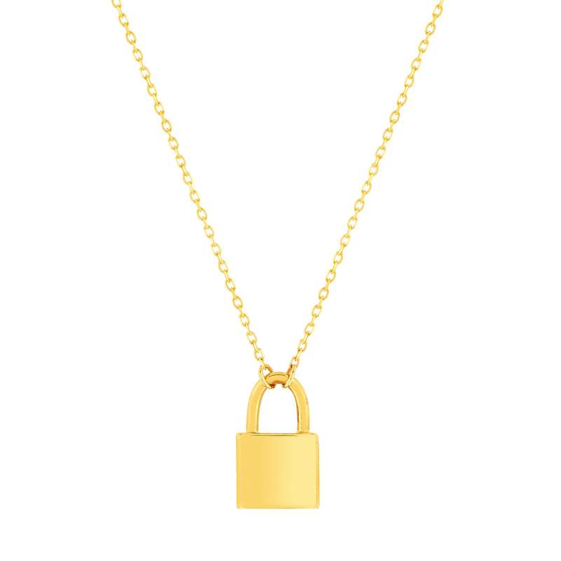 Collier or jaune 375 motif cadenas 45 cm - vue 1