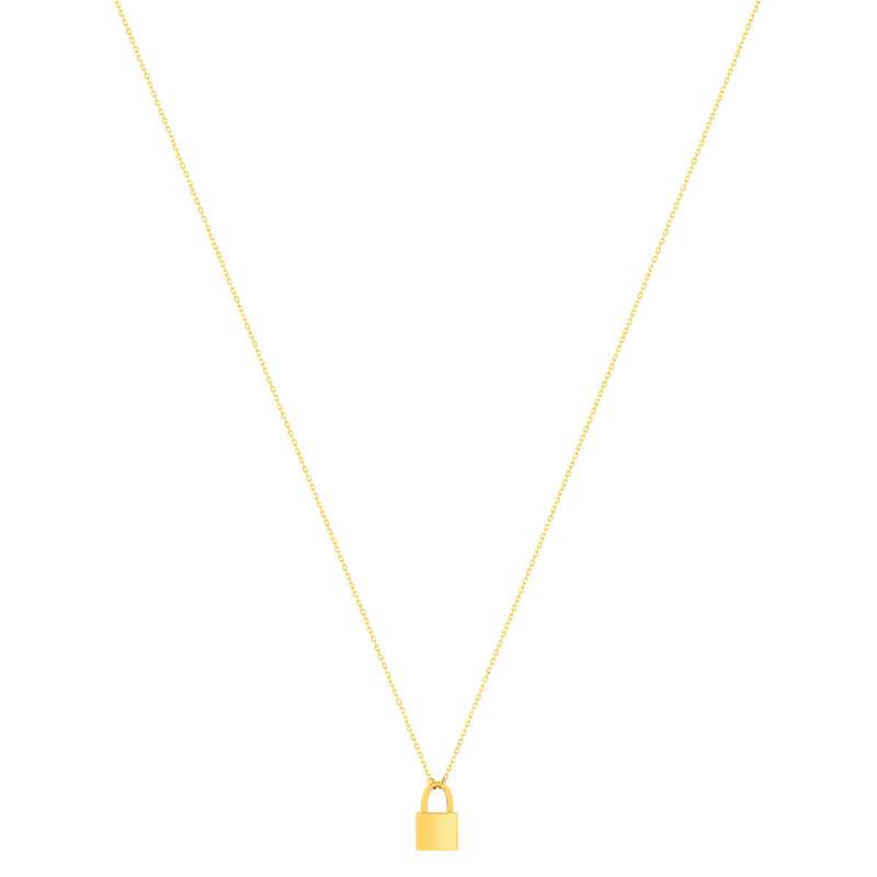Collier or jaune 375 motif cadenas 45 cm - vue 2