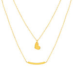 Collier or jaune 375 double rang motif coeur et barrette 42 cm - vue 1