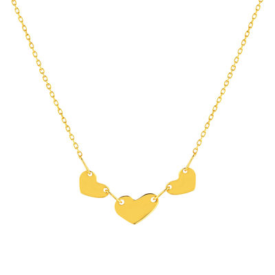 Collier or jaune 375 3 coeurs 42 cm