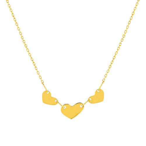 Geelgouden collier 375 3 harten 42 cm