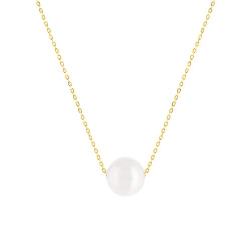 Yellow gold necklace 375 Chinese cultured pearl 41cm