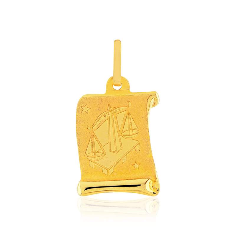 Pendentif or jaune 375, zodiaque balance - vue 1