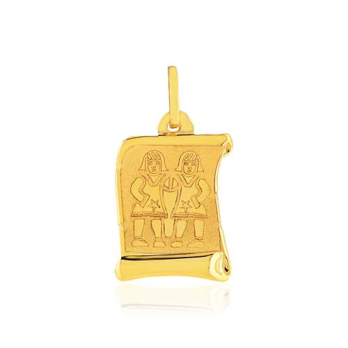 Pendentif or jaune 375, zodiaque gémeaux