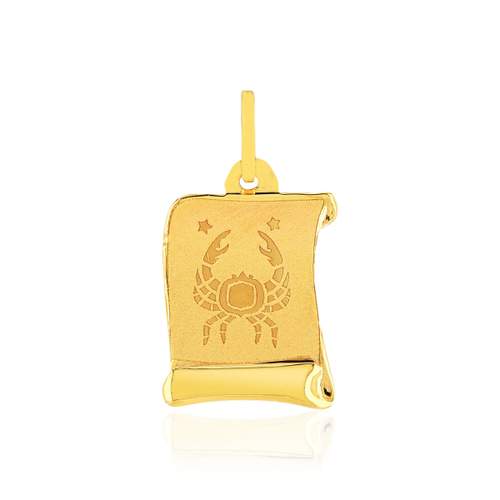 Pendentif or jaune 375, zodiaque cancer