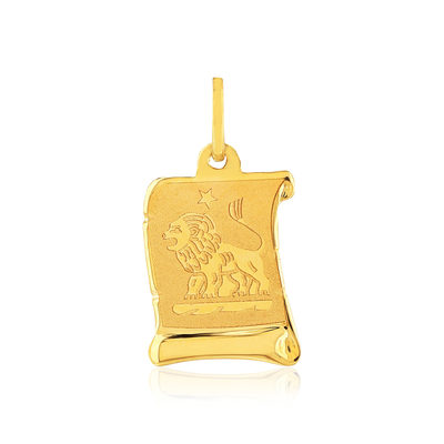 Pendentif or jaune 375, zodiaque lion - vue 1