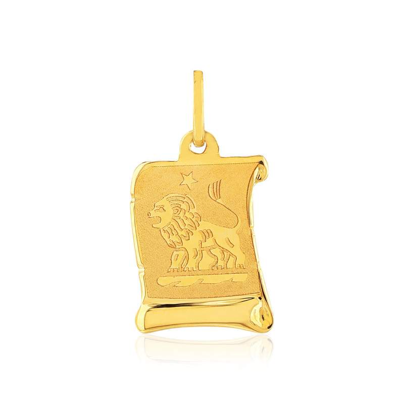 Pendentif or jaune 375, zodiaque lion - vue 1