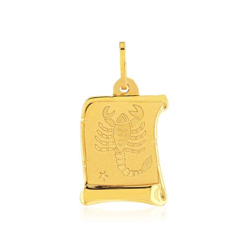 Pendentif or jaune 375, zodiaque scorpion