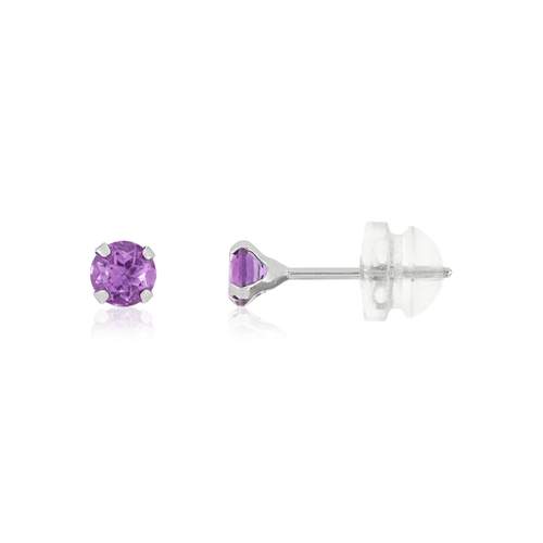 Boucles d'oreille or blanc 375, améthystes