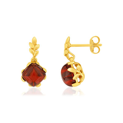 Gold earrings 375 yellow garnet