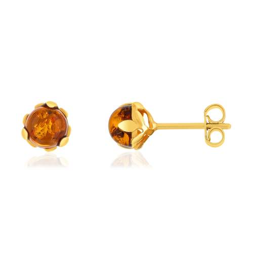 Gold earrings 375 yellow amber