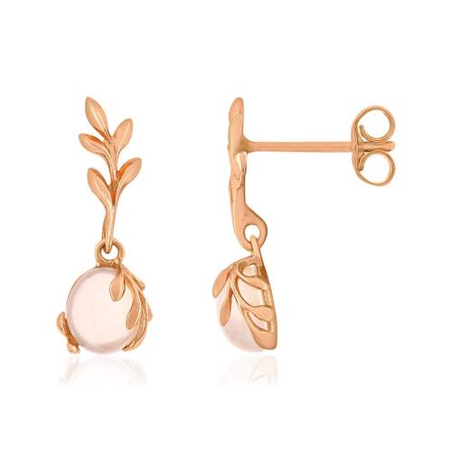Gold earrings 375 rose quartz