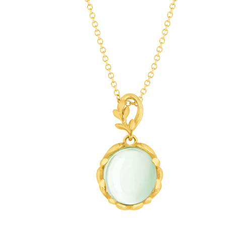Collier or 375 jaune quartz vert 48 cm