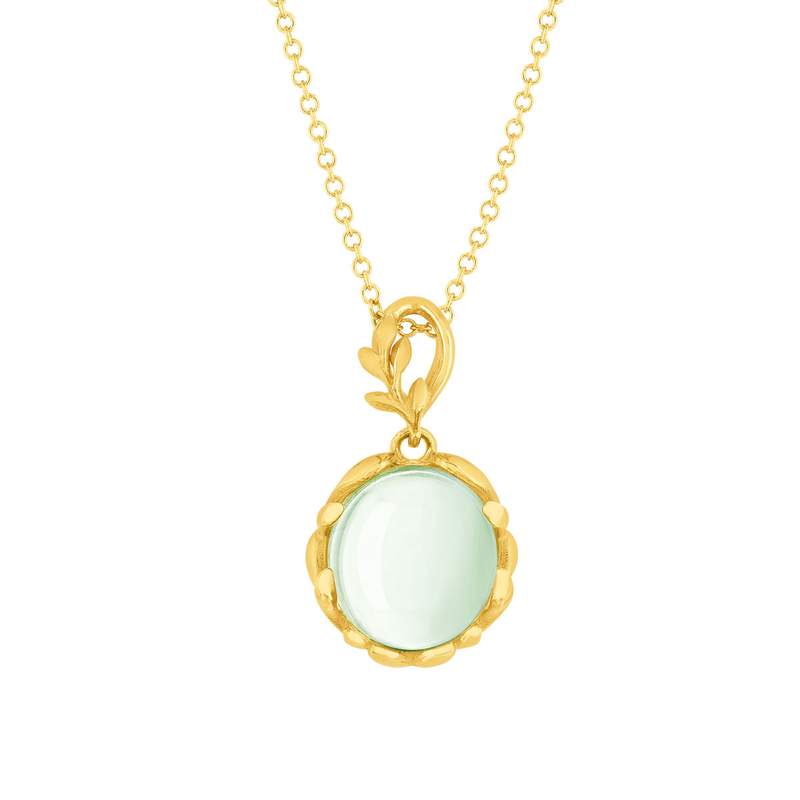 Collier or 375 jaune quartz vert 48 cm - vue 1