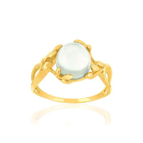 Bague or 375 jaune quartz vert