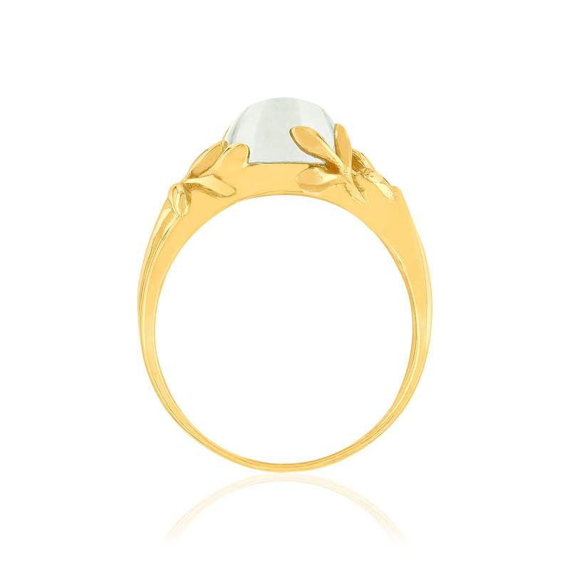 Bague or 375 jaune quartz vert - vue 2