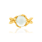 Bague or 375 jaune quartz vert - vue 3