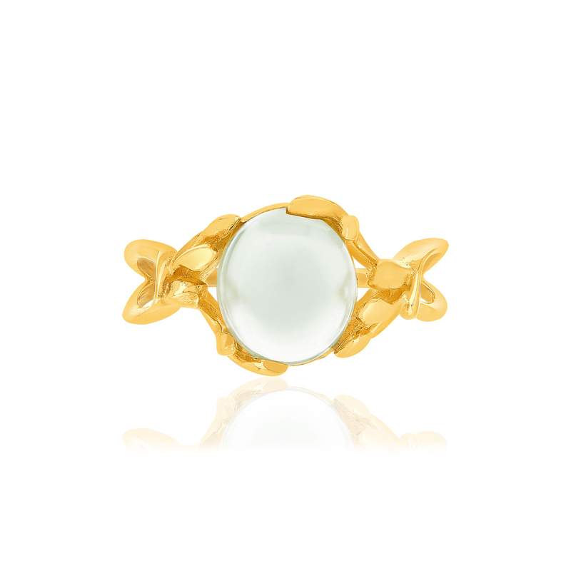 Bague or 375 jaune quartz vert - vue 3