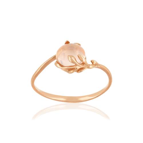 Bague or 375 rose quartz