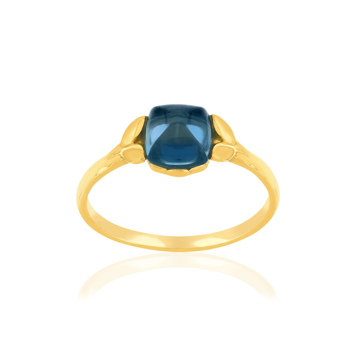 Bague or 375 jaune topaze bleue traitée
