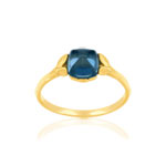 Bague or 375 jaune topaze bleue traitée - vue 1