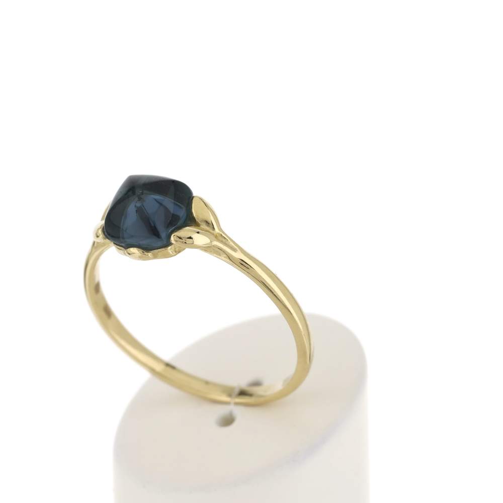 Bague or 375 jaune topaze bleue traitée - vue 3