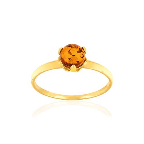 Geel 375 gouden amber ring