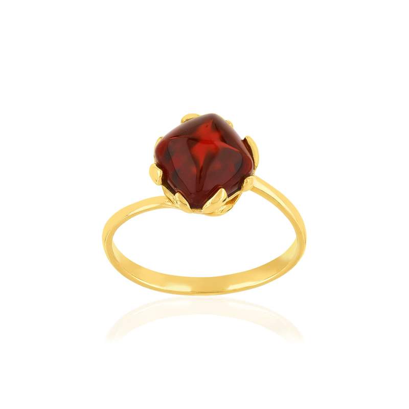 Bague or 375 jaune grenat - vue 1