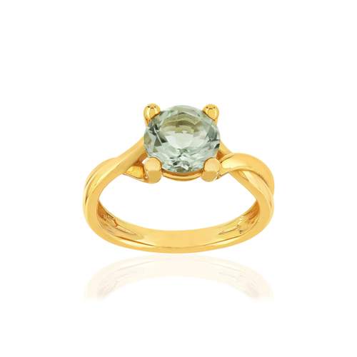 Bague or 375 quartz vert