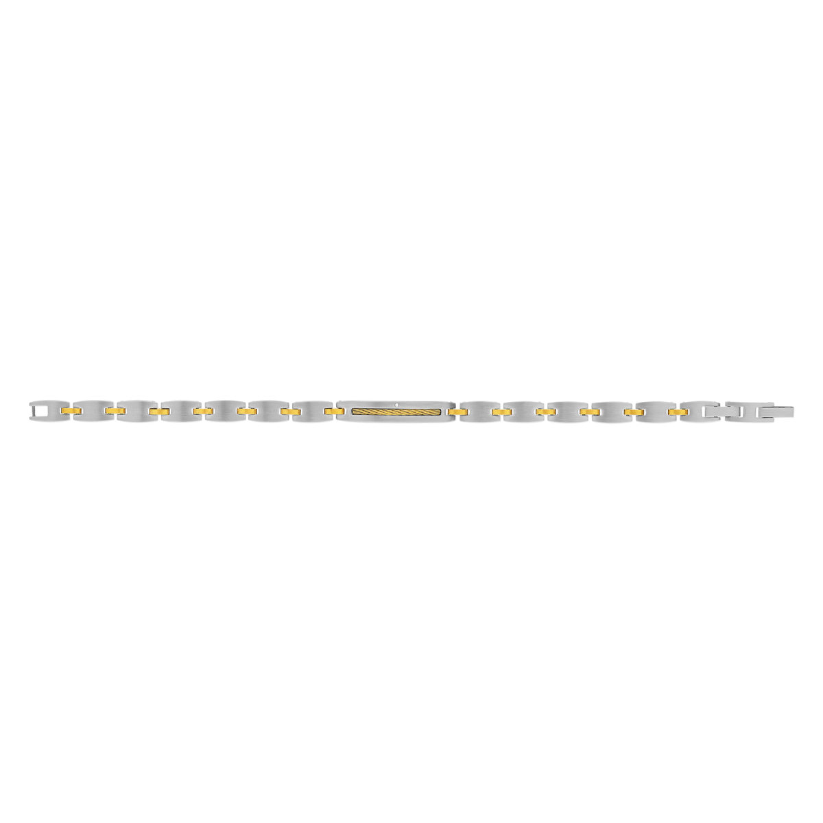 Bracelet acier bicolore doré jaune 21 cm - vue 2