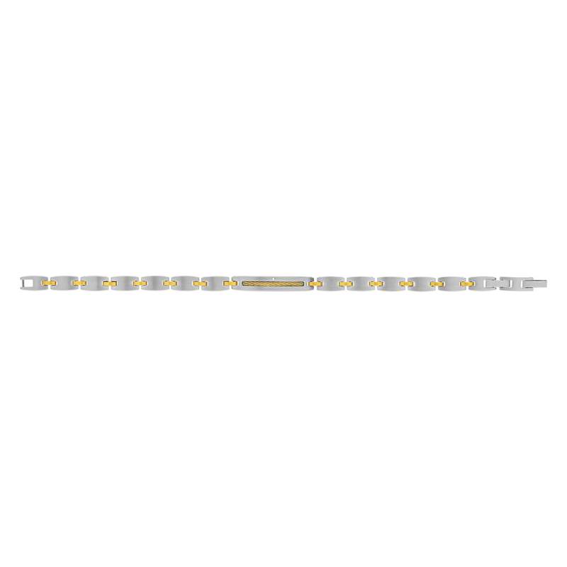Bracelet acier bicolore doré jaune 21 cm - vue 2