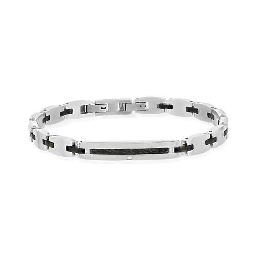 Bracelet acier bicolore noir 21 cm