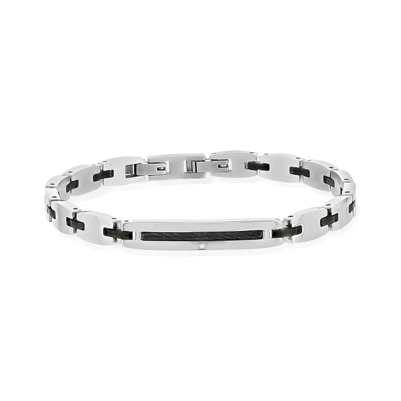 Bracelet acier bicolore noir 21 cm - vue 1