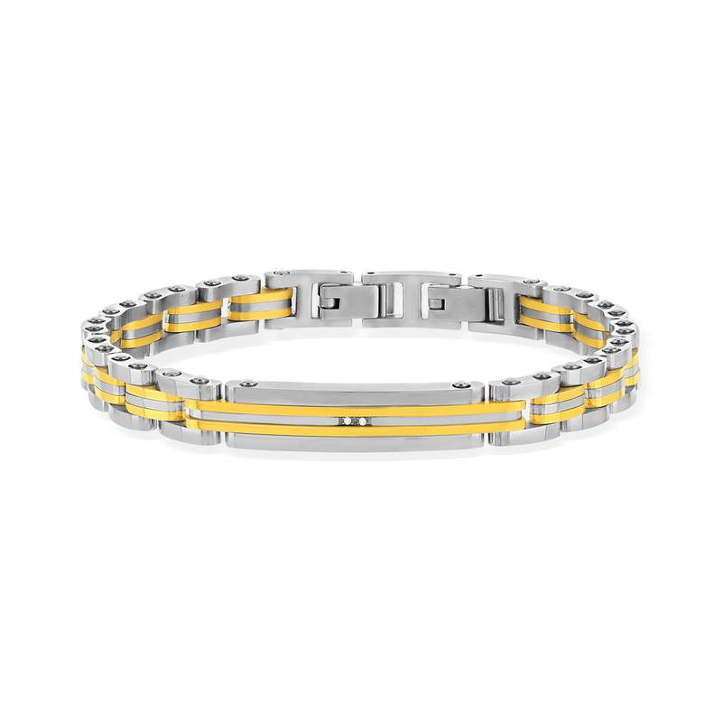 Bracelet acier bicolore doré jaune 21 cm - vue 1
