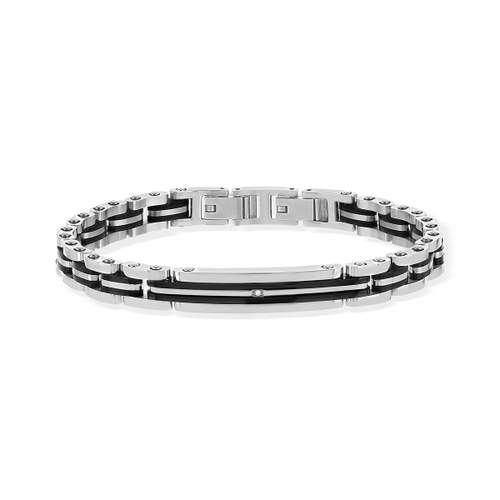 Bracelet acier bicolore noir 21 cm