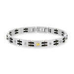 Bracelet acier bicolore noir 21 cm vis - vue 1