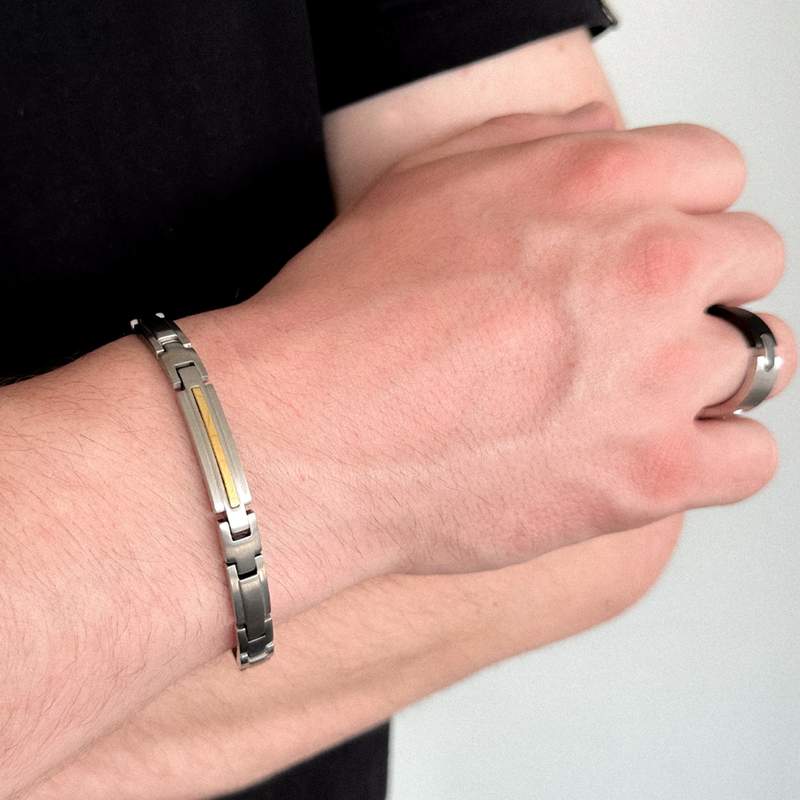 Bracelet acier 21 cm - vue porté 1